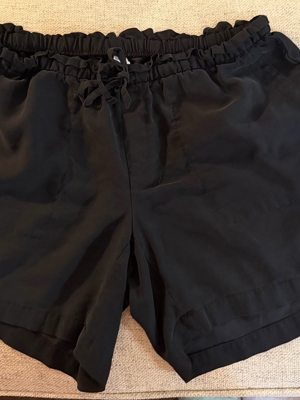 Old Navy Black Ruffle Waist Drawstring Shorts